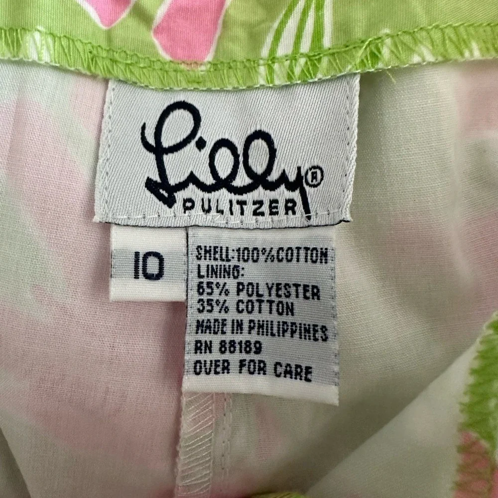 Lilly Pulitzer Kids Pink Elephant Green Cotton Capri Pants Size 10